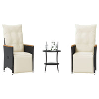 Thumbnail for 3-tlg. Bistro-Set mit Kissen Schwarz Poly Rattan