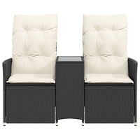 Thumbnail for Gartensofa 2-Sitzer Verstellbar mit Tisch Schwarz Poly Rattan