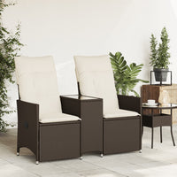 Thumbnail for Gartensofa 2-Sitzer Verstellbar mit Tisch Braun Poly Rattan