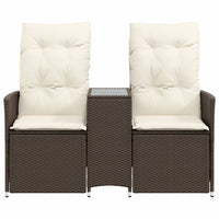 Thumbnail for Gartensofa 2-Sitzer Verstellbar mit Tisch Braun Poly Rattan
