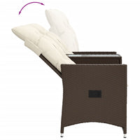 Thumbnail for Gartensofa 2-Sitzer Verstellbar mit Tisch Braun Poly Rattan