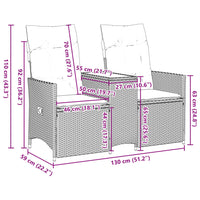 Thumbnail for Gartensofa 2-Sitzer Verstellbar mit Tisch Braun Poly Rattan