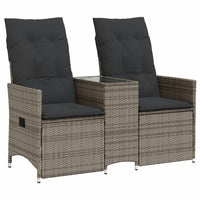 Thumbnail for Gartensofa 2-Sitzer Verstellbar mit Tisch Grau Poly Rattan