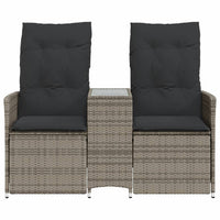 Thumbnail for Gartensofa 2-Sitzer Verstellbar mit Tisch Grau Poly Rattan
