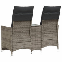 Thumbnail for Gartensofa 2-Sitzer Verstellbar mit Tisch Grau Poly Rattan