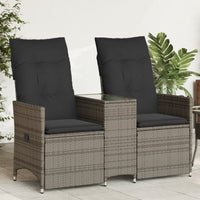 Thumbnail for Gartensofa 2-Sitzer Verstellbar mit Tisch Grau Poly Rattan