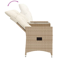 Thumbnail for Gartensofa 2-Sitzer Verstellbar mit Tisch Beige Poly Rattan