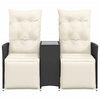 Thumbnail for Gartensofa 2-Sitzer Verstellbar mit Tisch Schwarz Poly Rattan