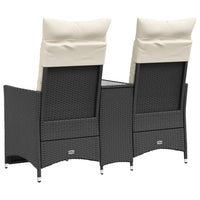 Thumbnail for Gartensofa 2-Sitzer Verstellbar mit Tisch Schwarz Poly Rattan