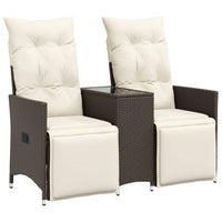 Thumbnail for Gartensofa 2-Sitzer Verstellbar mit Tisch Braun Poly Rattan
