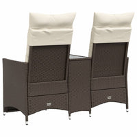 Thumbnail for Gartensofa 2-Sitzer Verstellbar mit Tisch Braun Poly Rattan