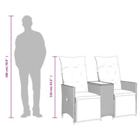 Thumbnail for Gartensofa 2-Sitzer Verstellbar mit Tisch Braun Poly Rattan