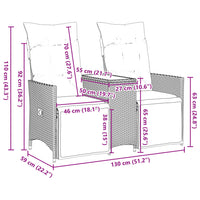 Thumbnail for Gartensofa 2-Sitzer Verstellbar mit Tisch Braun Poly Rattan