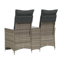 Thumbnail for Gartensofa 2-Sitzer Verstellbar mit Tisch Grau Poly Rattan