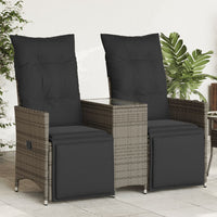 Thumbnail for Gartensofa 2-Sitzer Verstellbar mit Tisch Grau Poly Rattan
