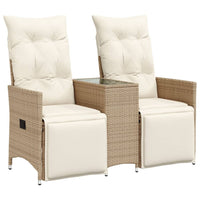 Thumbnail for Gartensofa 2-Sitzer Verstellbar mit Tisch Beige Poly Rattan