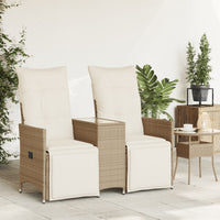 Thumbnail for Gartensofa 2-Sitzer Verstellbar mit Tisch Beige Poly Rattan