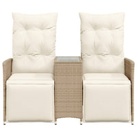 Thumbnail for Gartensofa 2-Sitzer Verstellbar mit Tisch Beige Poly Rattan