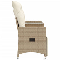 Thumbnail for Gartensofa 2-Sitzer Verstellbar mit Tisch Beige Poly Rattan