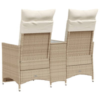 Thumbnail for Gartensofa 2-Sitzer Verstellbar mit Tisch Beige Poly Rattan