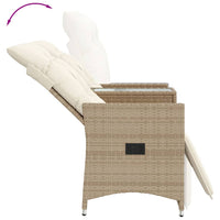 Thumbnail for Gartensofa 2-Sitzer Verstellbar mit Tisch Beige Poly Rattan