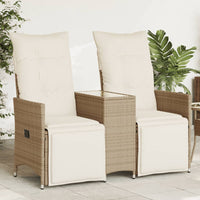 Thumbnail for Gartensofa 2-Sitzer Verstellbar mit Tisch Beige Poly Rattan