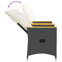 Thumbnail for Gartensofa 2-Sitzer Verstellbar mit Tisch Schwarz Poly Rattan