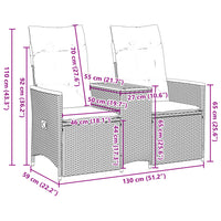 Thumbnail for Gartensofa 2-Sitzer Verstellbar mit Tisch Schwarz Poly Rattan