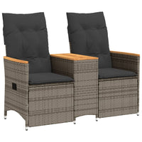 Thumbnail for Gartensofa 2-Sitzer Verstellbar mit Tisch Grau Poly Rattan