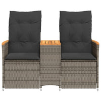 Thumbnail for Gartensofa 2-Sitzer Verstellbar mit Tisch Grau Poly Rattan