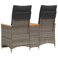 Thumbnail for Gartensofa 2-Sitzer Verstellbar mit Tisch Grau Poly Rattan