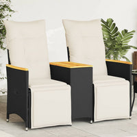 Thumbnail for Gartensofa 2-Sitzer Verstellbar mit Tisch Schwarz Poly Rattan