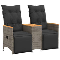 Thumbnail for Gartensofa 2-Sitzer Verstellbar mit Tisch Grau Poly Rattan