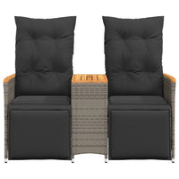Thumbnail for Gartensofa 2-Sitzer Verstellbar mit Tisch Grau Poly Rattan