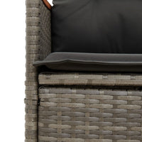 Thumbnail for Gartensofa 2-Sitzer Verstellbar mit Tisch Grau Poly Rattan