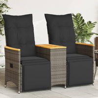 Thumbnail for Gartensofa 2-Sitzer Verstellbar mit Tisch Grau Poly Rattan