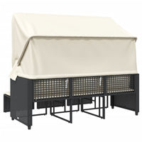 Thumbnail for Outdoor-Sofa 3-Sitzer mit Dach und Hockern Schwarz Poly-Rattan