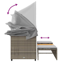 Thumbnail for Outdoor-Sofa 3-Sitzer mit Dach und Hockern Grau Poly Rattan