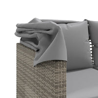 Thumbnail for Outdoor-Sofa 3-Sitzer mit Dach und Hockern Grau Poly Rattan
