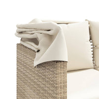 Thumbnail for Outdoor-Sofa 3-Sitzer mit Dach und Hockern Beige Poly Rattan