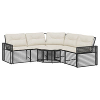 Thumbnail for Gartensofa in L-Form mit Kissen und Fußbank Schwarz Poly Rattan