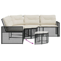 Thumbnail for Gartensofa in L-Form mit Kissen und Fußbank Schwarz Poly Rattan