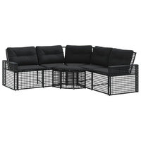 Thumbnail for Gartensofa in L-Form mit Kissen und Fußbank Schwarz Poly Rattan
