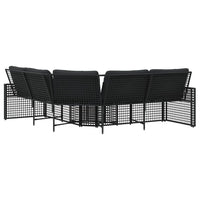 Thumbnail for Gartensofa in L-Form mit Kissen und Fußbank Schwarz Poly Rattan