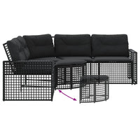 Thumbnail for Gartensofa in L-Form mit Kissen und Fußbank Schwarz Poly Rattan