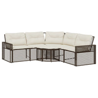 Thumbnail for Gartensofa in L-Form mit Kissen und Fußbank Braun Poly Rattan