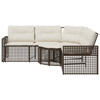 Thumbnail for Gartensofa in L-Form mit Kissen und Fußbank Braun Poly Rattan