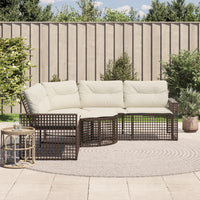 Thumbnail for Gartensofa in L-Form mit Kissen und Fußbank Braun Poly Rattan
