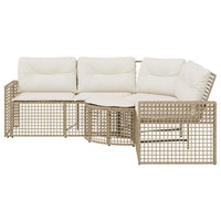 Thumbnail for Gartensofa in L-Form mit Kissen und Fußbank Beige Poly Rattan