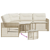 Thumbnail for Gartensofa in L-Form mit Kissen und Fußbank Beige Poly Rattan